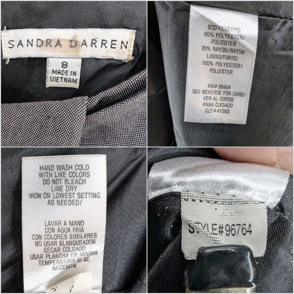 Sandra Darren Sheath Dress Pewter Grey Cap Sleeve Bow Detail Lined Size 8 - Picture 6 of 11